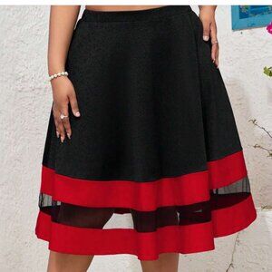 Black and Red A-Line Flared Skirt Size 2XL